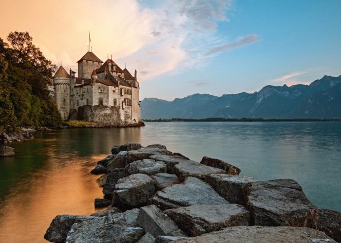Chillon Castle on Lake Geneva near Montreux