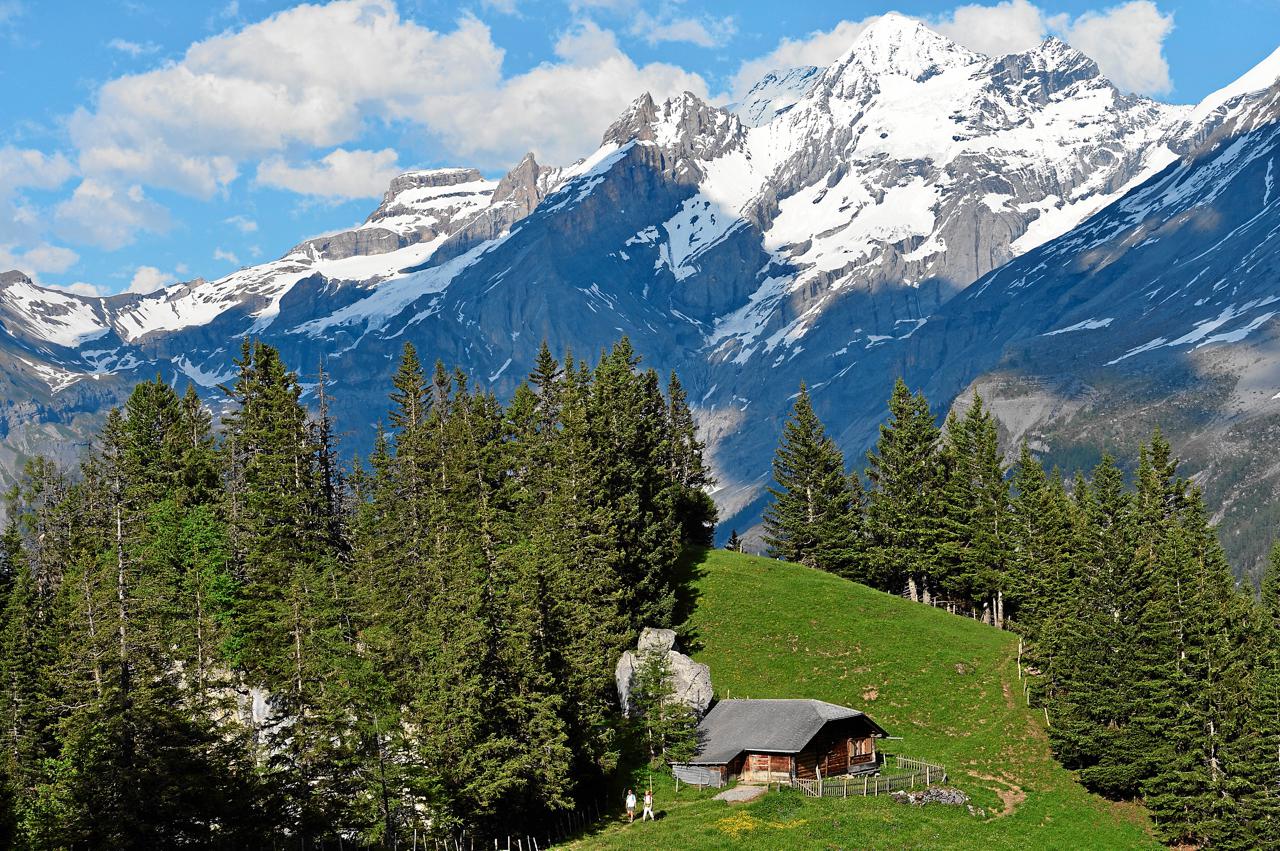 The alp hut Ryharts' up on the Allmenalp, Switzerland