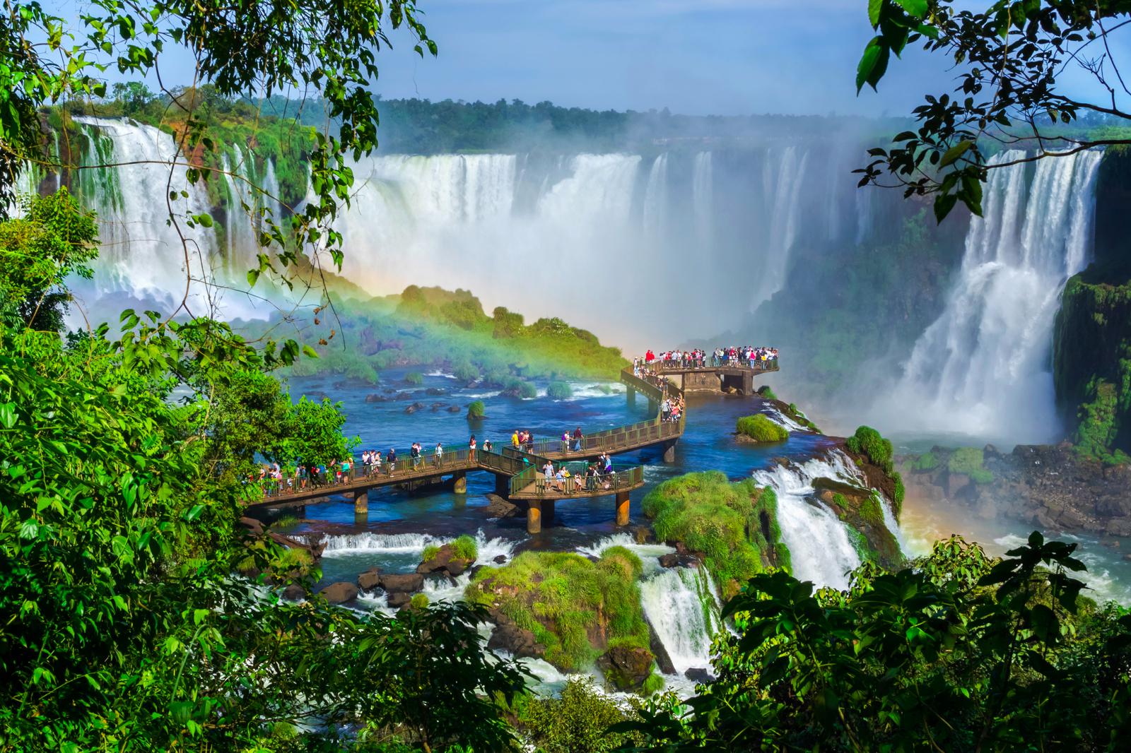Iguazu Falls, one of the world's great natural wonders, on the border of Brazil and Argentina.
