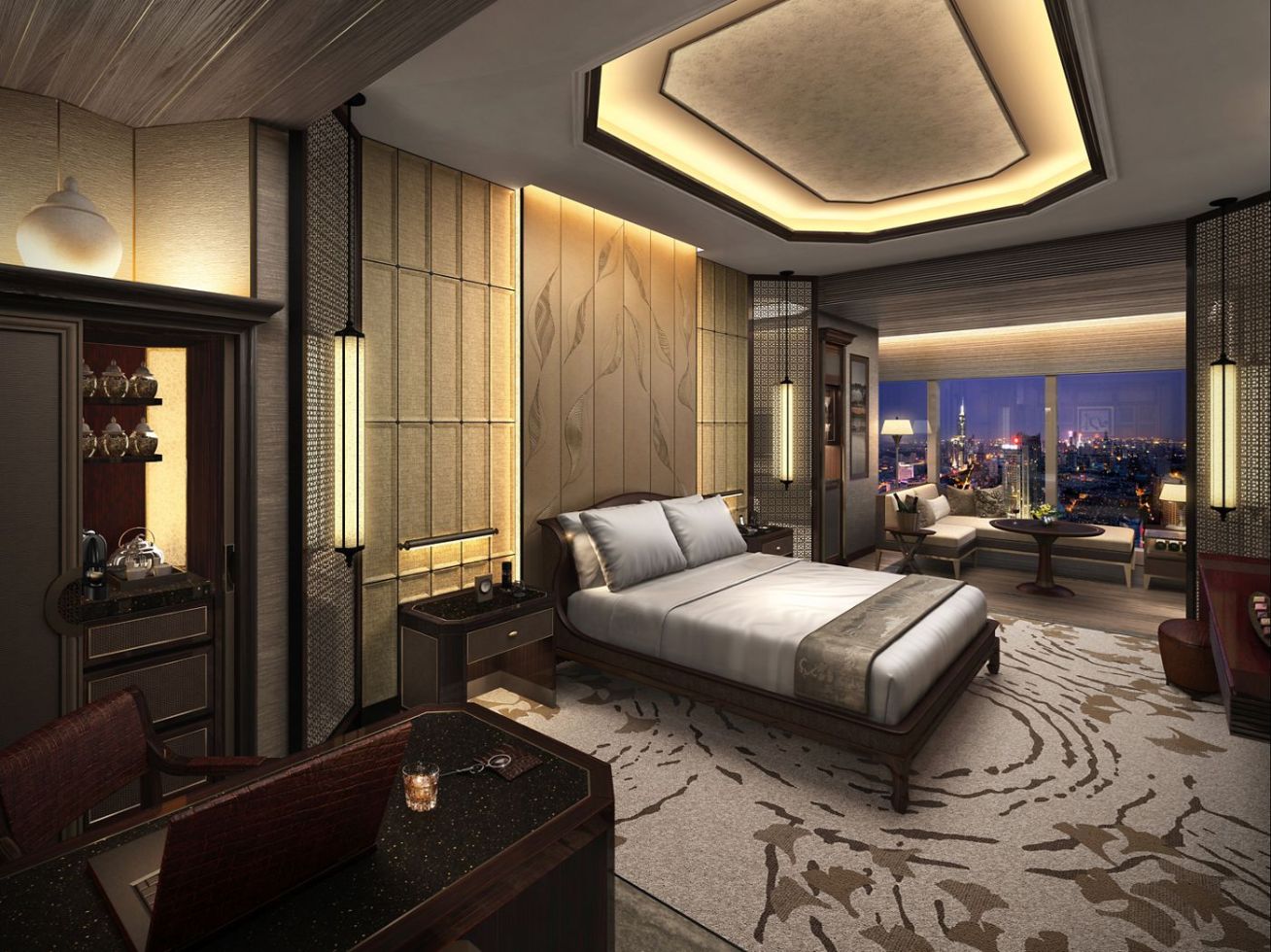 Bedroom at the Ritz-Carlton Nanjing, China