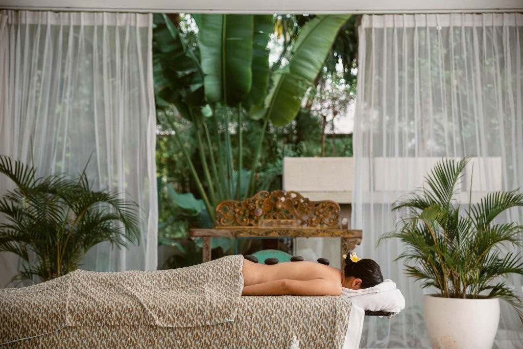 Hot stone massage with gong at Escape Haven. Image: Bali Interiors
