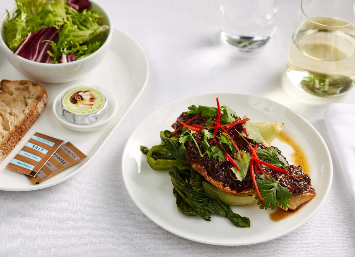 Seared Snapper with black bean sauce, seasonal greens and salted chilli (International Business)