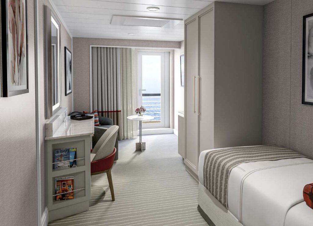 Oceania Cruises - A Vista Concierge Level Solo Veranda Stateroom Rendering