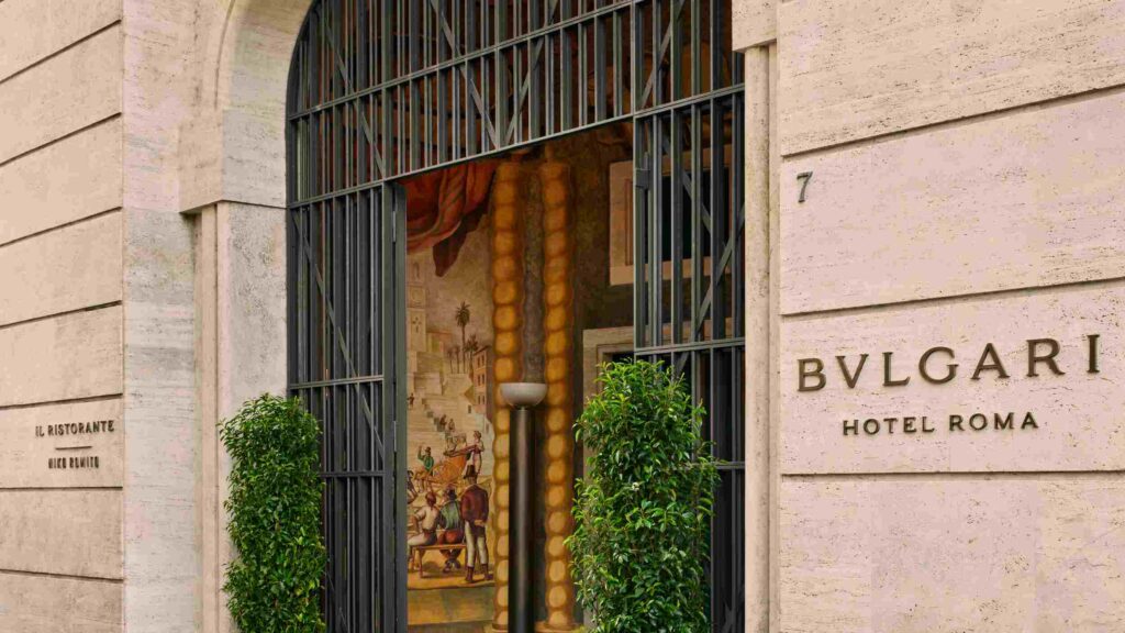 The entrance of Il Ristorante Niko Romito at Bulgari Hotel Roma, Rome